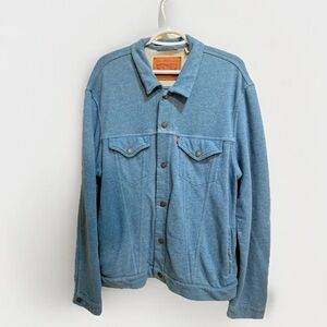 Levi Strauss Co Blue 100% Cotton Trucker Jacket Men's Button Snap Size XXL 2XL